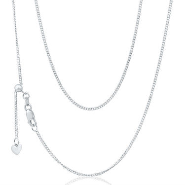 9ct White Gold Silver Filled Extend 45cm Curb Chain 40 Gauge