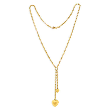 9ct Yellow Gold Silver Filled Two Heart Drop Fancy Chain