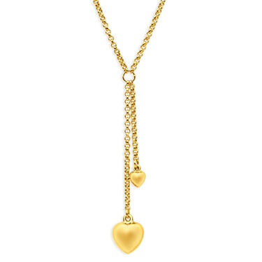 9ct Yellow Gold Silver Filled Two Heart Drop Fancy Chain