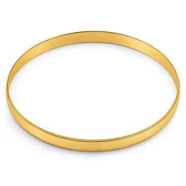 9ct Yellow Solid Gold  6mm x 65mm Edge Milgrain Engraved Bangle