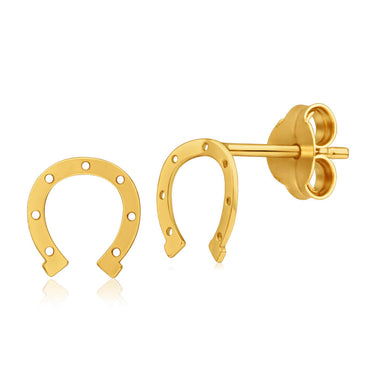 9ct Yellow Gold Horseshoe Stud Earrings
