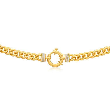 9ct Yellow Gold Zirconia Curb 45cm Chain