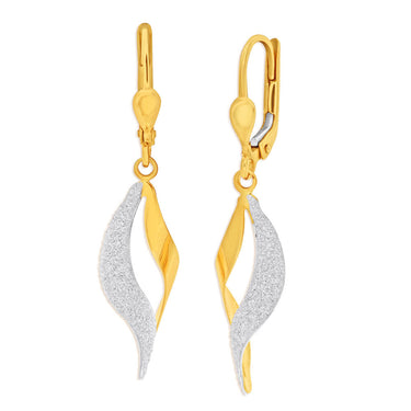 9ct Yellow Gold Stardust Drop Swirl Earrings with Euro style Clasp