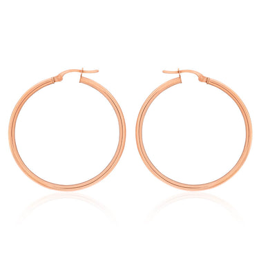 9ct Rose Gold Plain 30mm Hoop Earrings European made