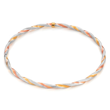 9ct Yellow Gold, White Gold & Rose Gold Twist Bangle