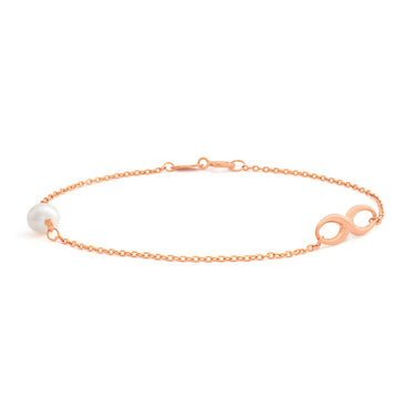 9ct Rose Gold 19cm Freshwater Pearl and Infinity Bracelet