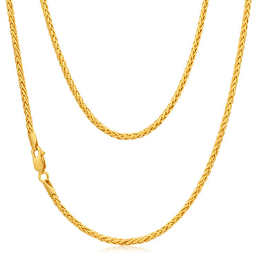 9ct Yellow Gold Wheat Diamond Cut 50 Gauge 50cm Chain