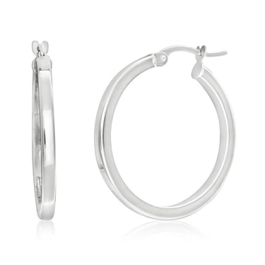 9ct White Gold square 20mm hoop Earrings