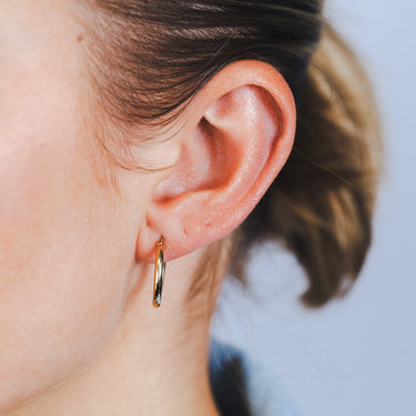 9ct Yellow Gold Plain 15mm Hoop Earrings