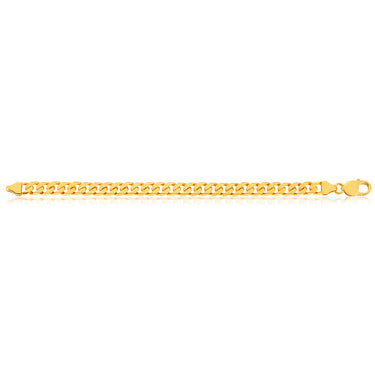 9ct Yellow Solid Gold Heavy Curb Flat Tight Bevelled 21cm Bracelet 250gauge