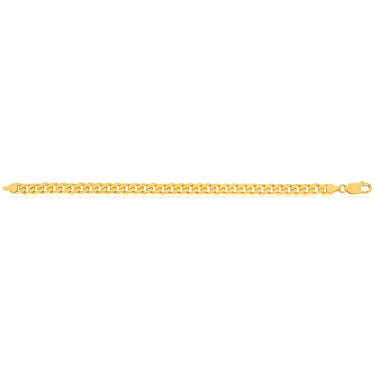 9ct Yellow Solid Gold Heavy Curb Bevelled 21cm Bracelet 200 Gauge