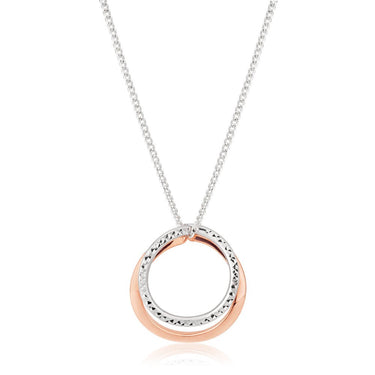 9ct White And Rose Gold 2 Round Curl Pendant