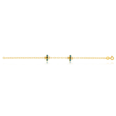 9ct Yellow Gold Blue Aeroplane Kids Bracelet