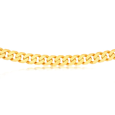9ct Yellow Heavy Solid Gold Curb Flat Bevelled 55cm Chain 250Gauge