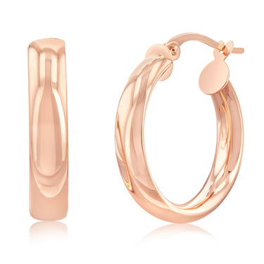 9ct Rose Gold Plain 15mm Hoops Earrings