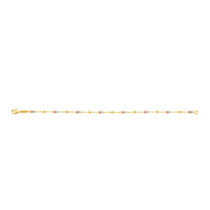 9ct Yellow Gold 19cm Bracelet with 3 Gold Tone Beads