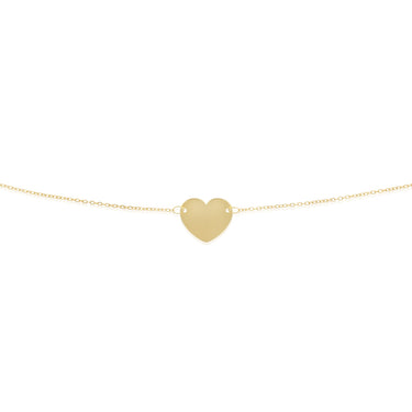 9ct Yellow Gold Plain Heart Disc Pendant on 42cm Chain