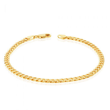 9ct Yellow Solid Gold Flat Bevelled Curb 21cm Bracelet 120gauge