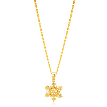 9ct Yellow Gold Snowflake Pendant