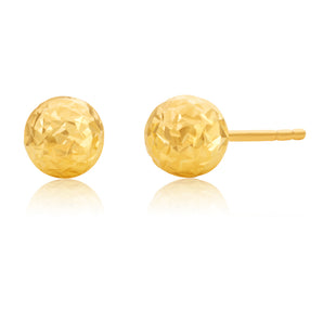 9ct Yellow Gold 5mm Euroball Dicut studs Earrings