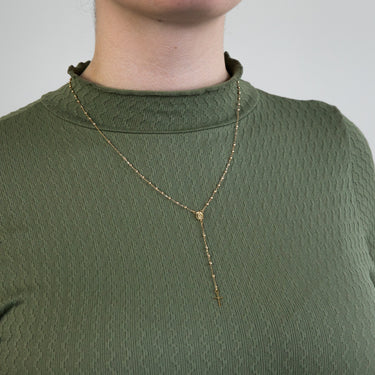 9ct Yellow Gold Rosary Madonna & Cross 50cm