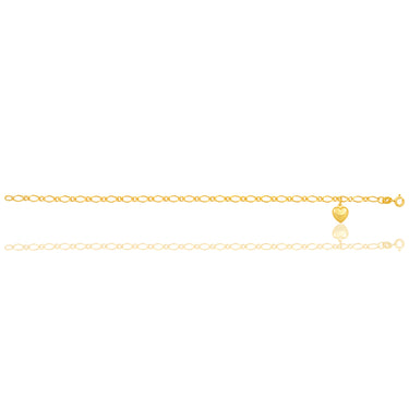 9ct yellow gold fancy figaro 18.5cm bracelet with a heart charm