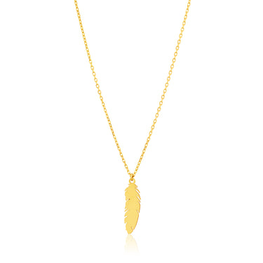 9ct Leaf Pendant on 40+5cm Chain Yellow Gold