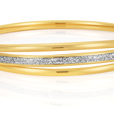 9ct Yellow Gold Bangle 65mm With Stardust Enamel Feature
