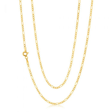 9ct Yellow Gold 3:1 Figaro 50cm Chain 50Gauge 9Y