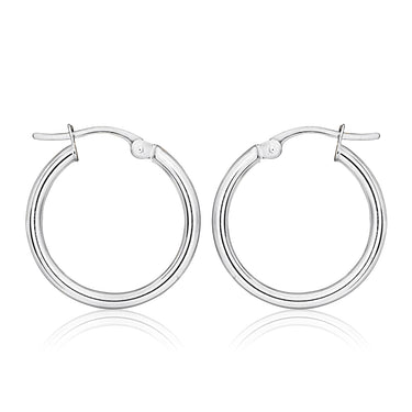 9ct White Gold Plain 30mm Hoops