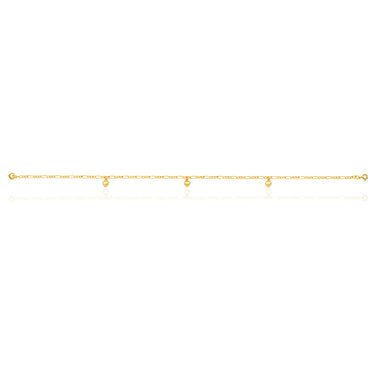 9ct Yellow Gold Heart Charm 3:1 Figaro 29cm Anklet