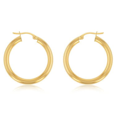 9ct Yellow Gold 20mm Plain Hoop Earring