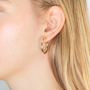 9ct Yellow Gold 20mm Plain Hoop Earring