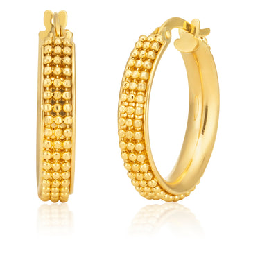 9ct Yellow Gold Fancy Edge Hoops