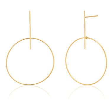 9ct Yellow Gold Bar Stud Hoop Earrings