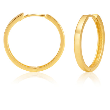 9ct Yellow Gold Plain Huggie Hoop Earrings