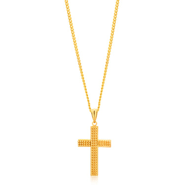 9ct Yellow Gold Fancy Finish Cross Pendant