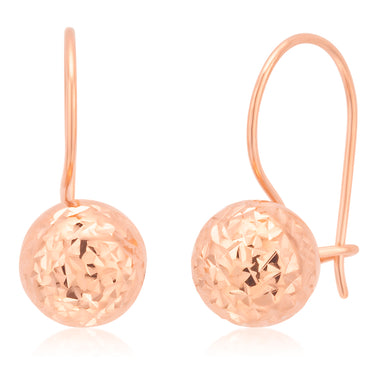 9ct Rose Gold 7mm Diamond Cut Euroball Earrings