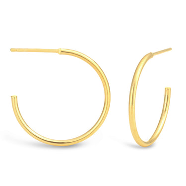 9ct Yellow Gold Plain Half Hoop Stud Earrings