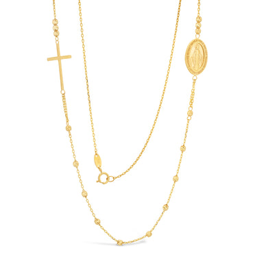 9ct Yellow Solid Gold Diamond Cut Beads Religious Chain