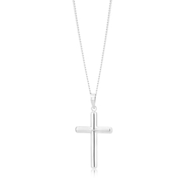 9ct White Gold Plain Cross Pendant