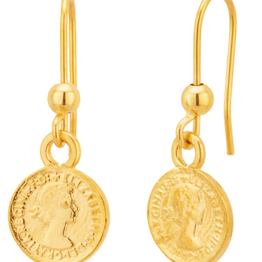 9ct Yellow Gold Sovereign Coin Drop Hook Earrings