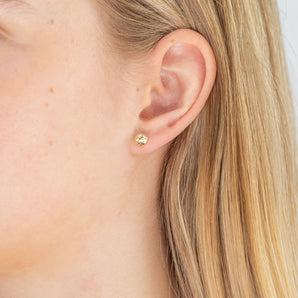 9ct Yellow Gold Diamond Cut Half Round 6mm Stud Earrings