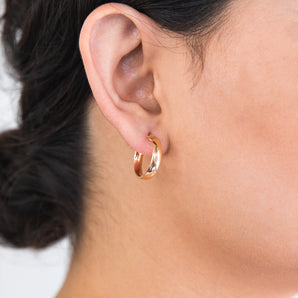 9ct Yellow Gold 15mm Plain Hoop Earrings