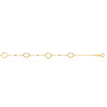 9ct Two-Tone Open Rings and Beads 19cm Bracelet