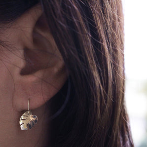 9ct Yellow Gold Leaf Drop Earrings