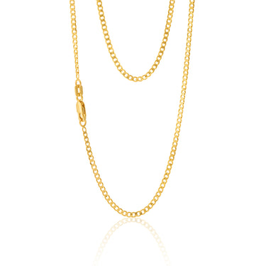 9ct Yellow Solid Gold Curb 50 Gauge 45cm Chain