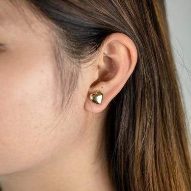 9CT Yellow Gold Heart Stud Earring