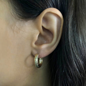 9ct Gold Diamond Cut Hoop Earrings