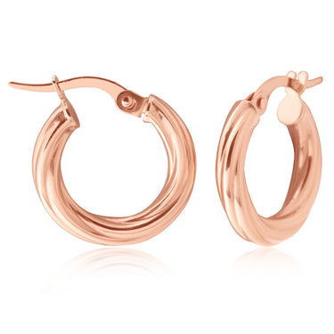 9ct Yellow Gold 10mm Twist Hoop Earrings